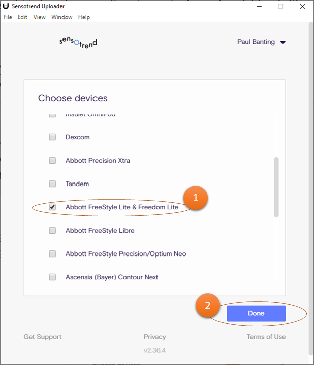 Device selection view