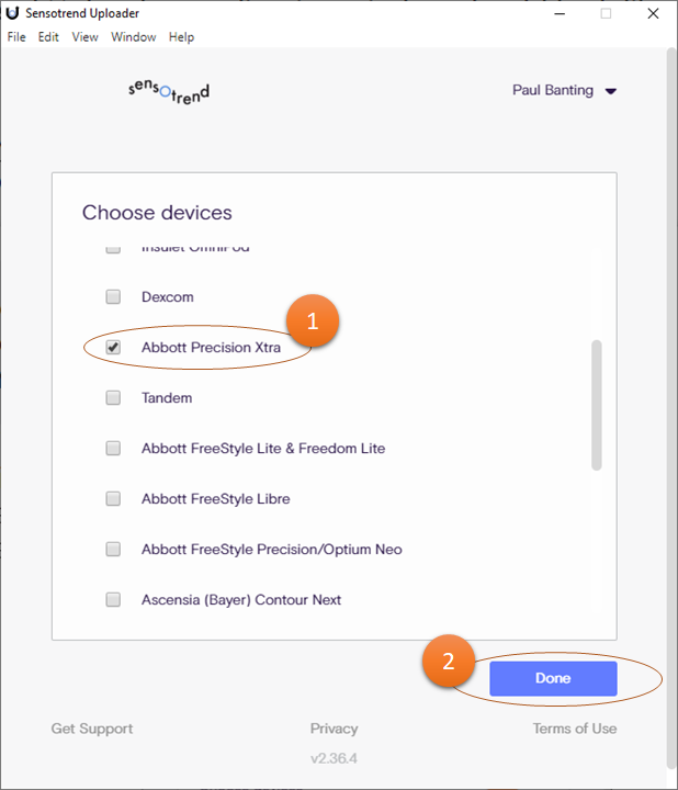 Device selection view