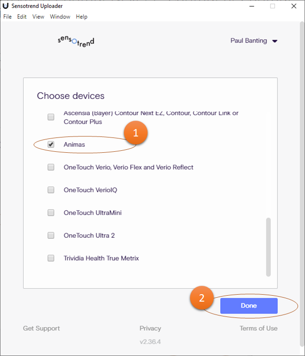 Device selection view