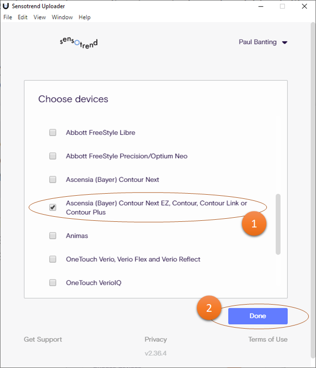 Device selection view