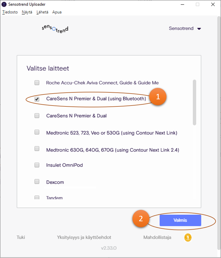 Device selection view