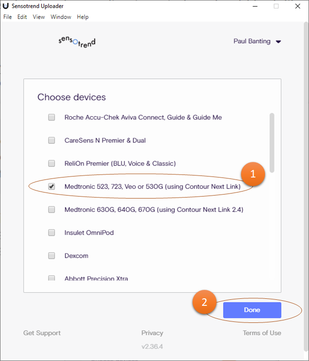 Device selection view